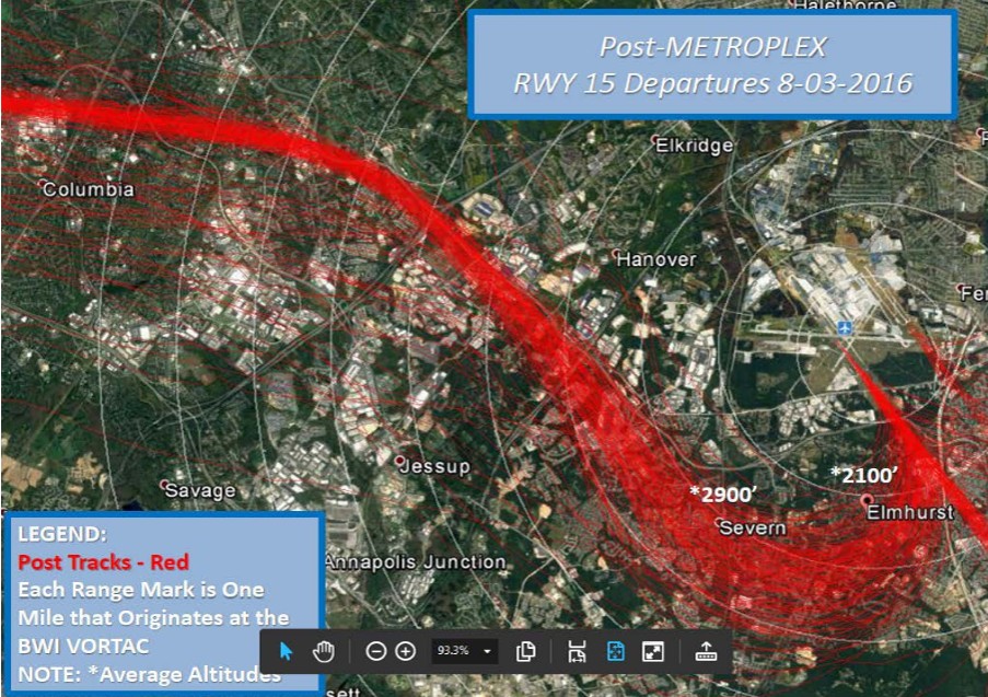 Bwi Flight Path Map Bwi Nextgen Mid/Post Changeover